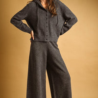 Charcoal High Waist Wide Leg Knit Pants