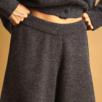 Charcoal High Waist Wide Leg Knit Pants