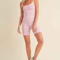 Trim Detail Active Romper in Pink