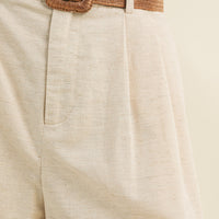 Linen High Waisted Shorts with Woven Belt