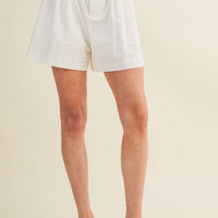 Linen High Waisted Shorts with Woven Belt