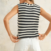 Lightweight Sleeveless Striped Knit Vest Top