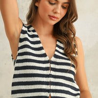 Lightweight Sleeveless Striped Knit Vest Top