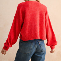 Merci Handwritten Cropped Knit Sweater