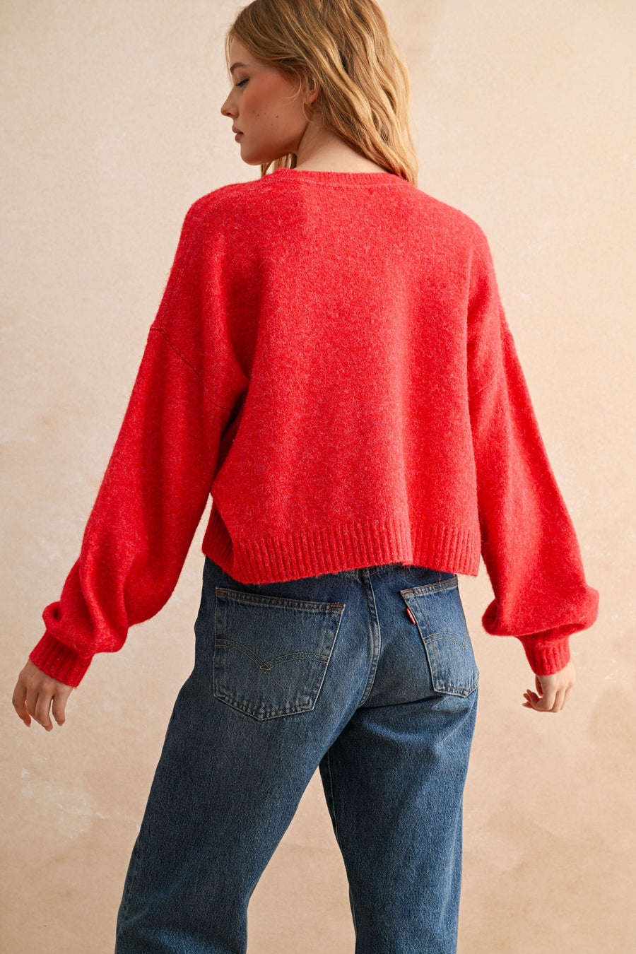 Merci Handwritten Cropped Knit Sweater