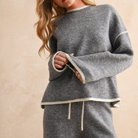 Brushed Knit Contrast Trim Sweater