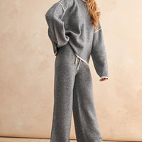 Brushed Knit Contrast Trim Sweater