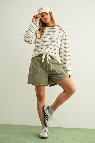 Weekend Stripe Oversized Cotton Pullover
