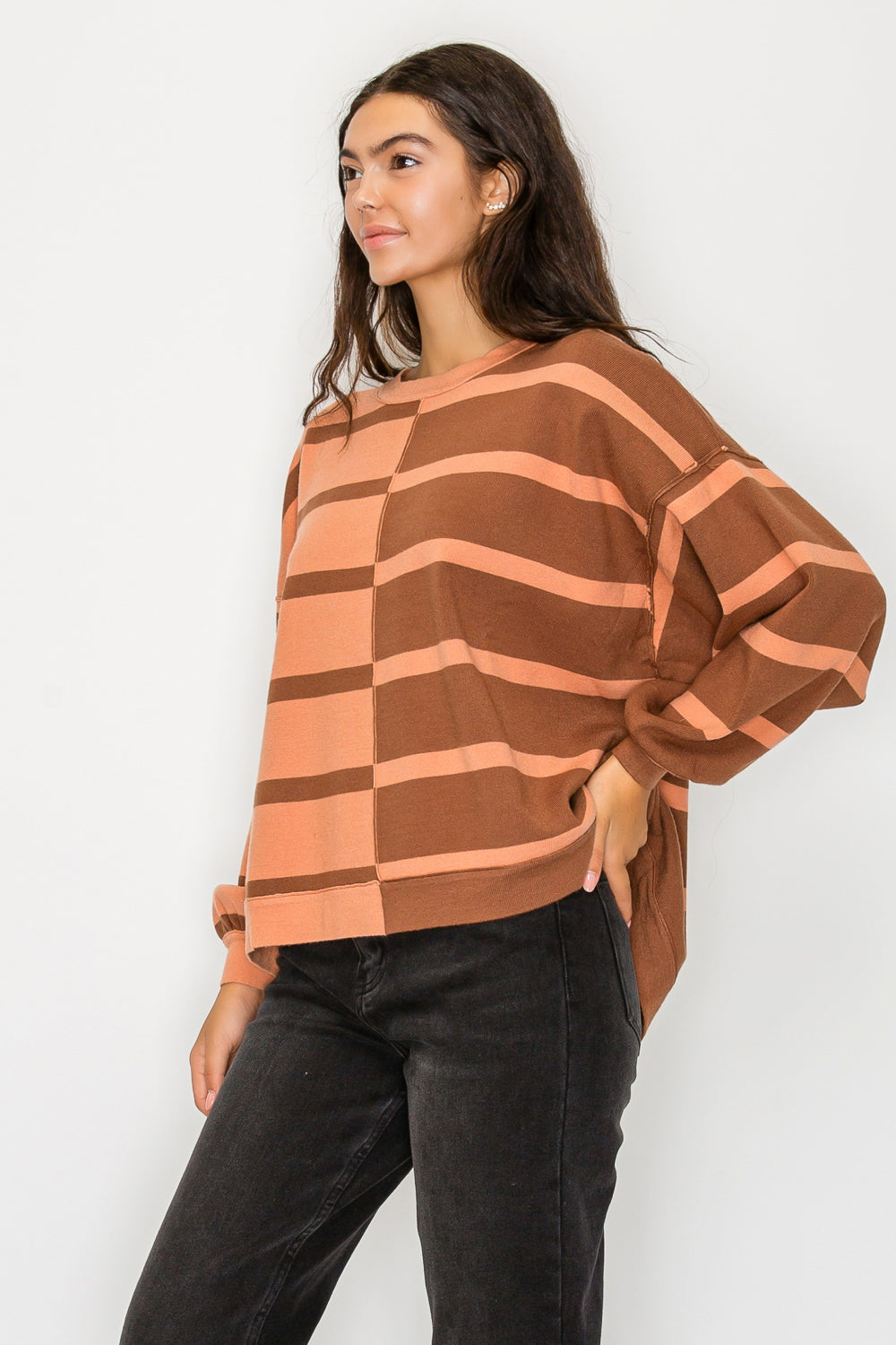 Choco Uptown Stripe Pullover