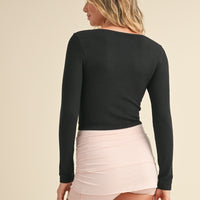 Square Neck Long Sleeve Top