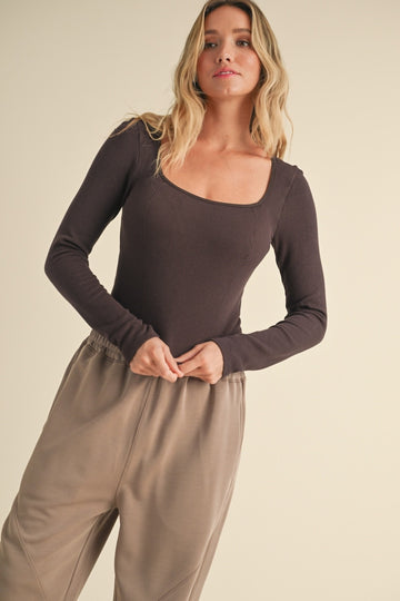 Square Neck Long Sleeve Top