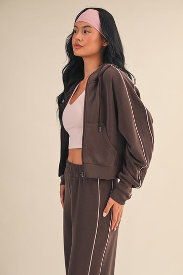 Zip-Up Cropped Lounge Hoodie