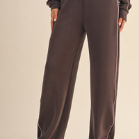 Super Soft Contrast Piping Wide-Leg Lounge Pants