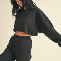 Oversized Crop Sweatshirt and Cargo Sweatpants Set