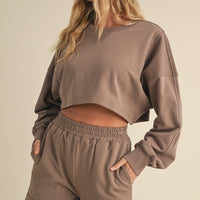 Oversized Crop Sweatshirt and Cargo Sweatpants Set