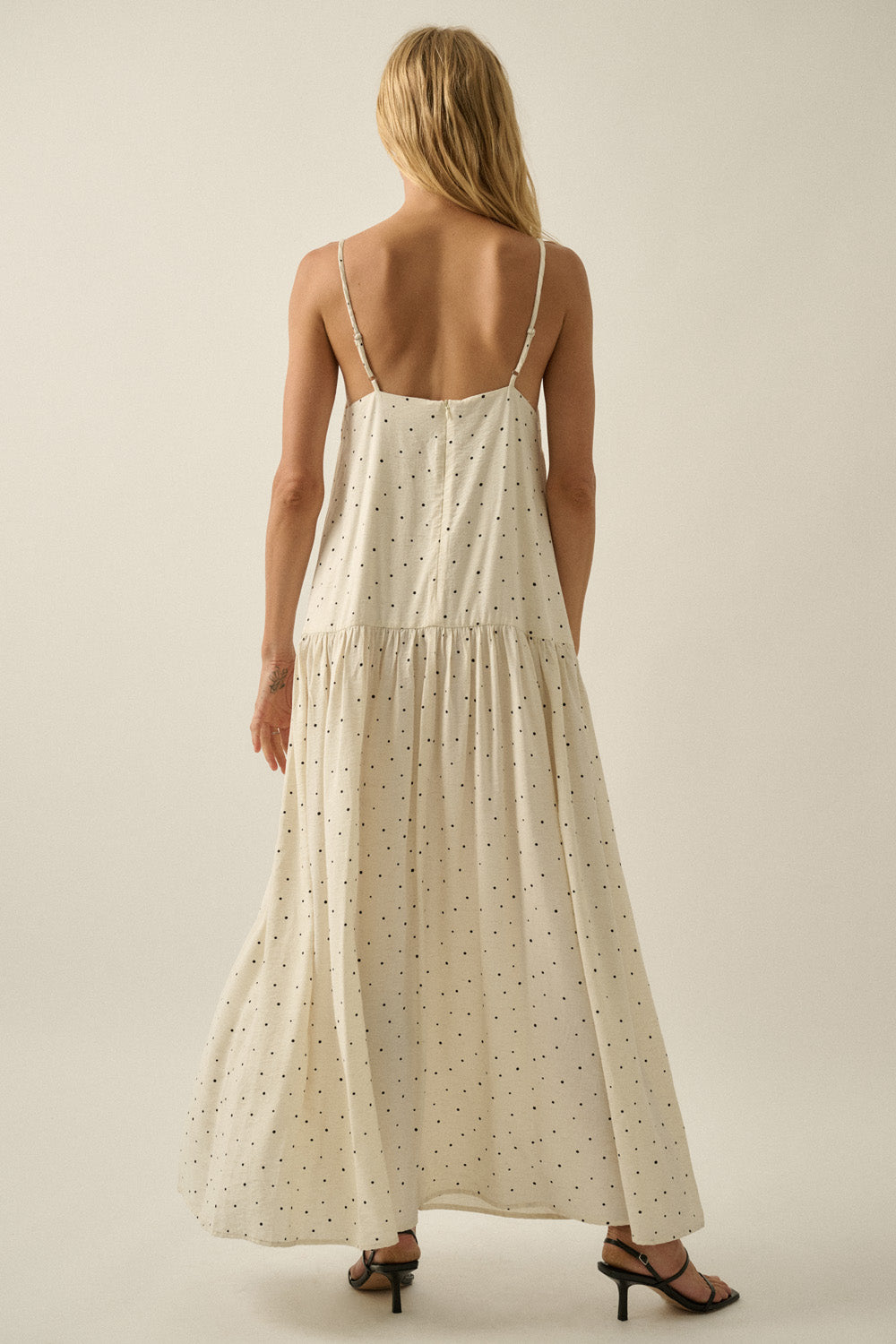 Flowy Polka Dot Cami Maxi Dress