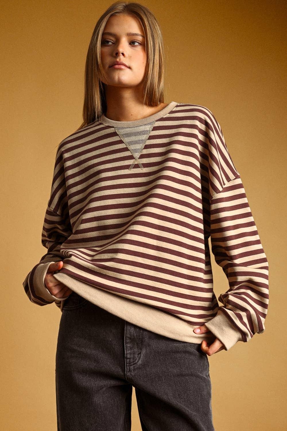 Women’s Oversized Striped Crewneck Sweatshirt