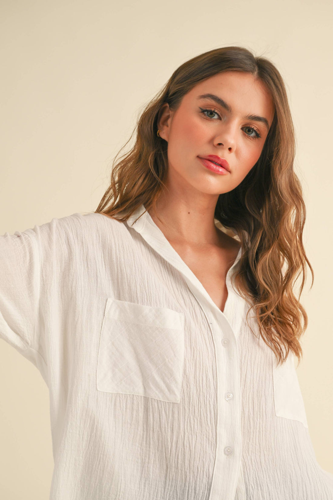Oversized Button Down White Cotton Shirt