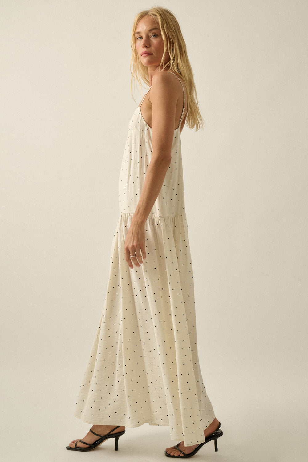 Flowy Polka Dot Cami Maxi Dress