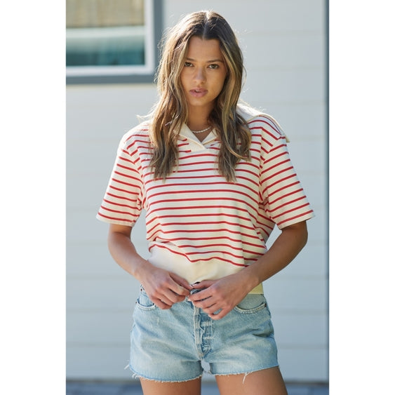 Sailor Collar Striped Top