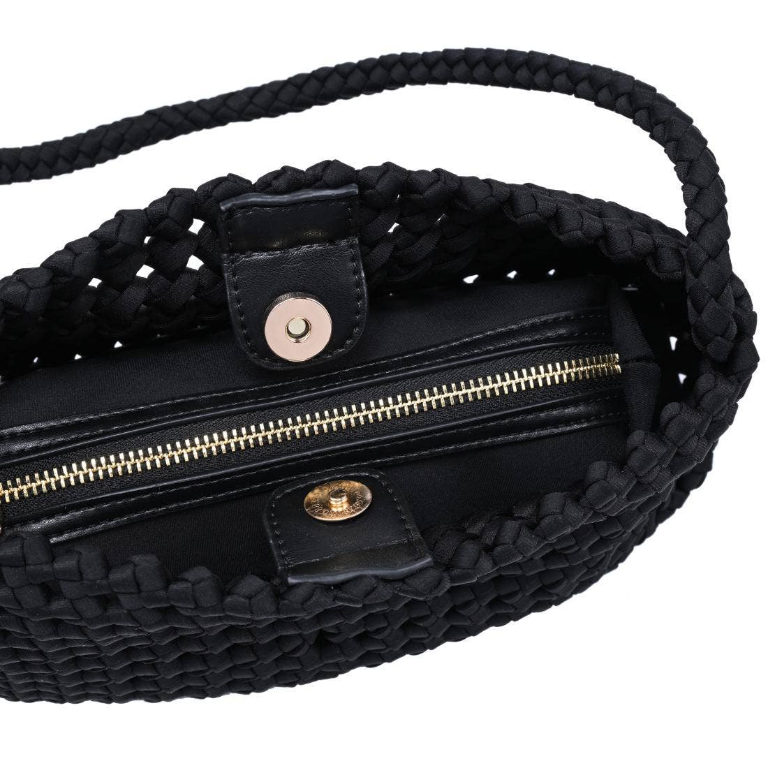 Braided Woven Neoprene Shoulder Bag (with Removable Zip Pouch)
