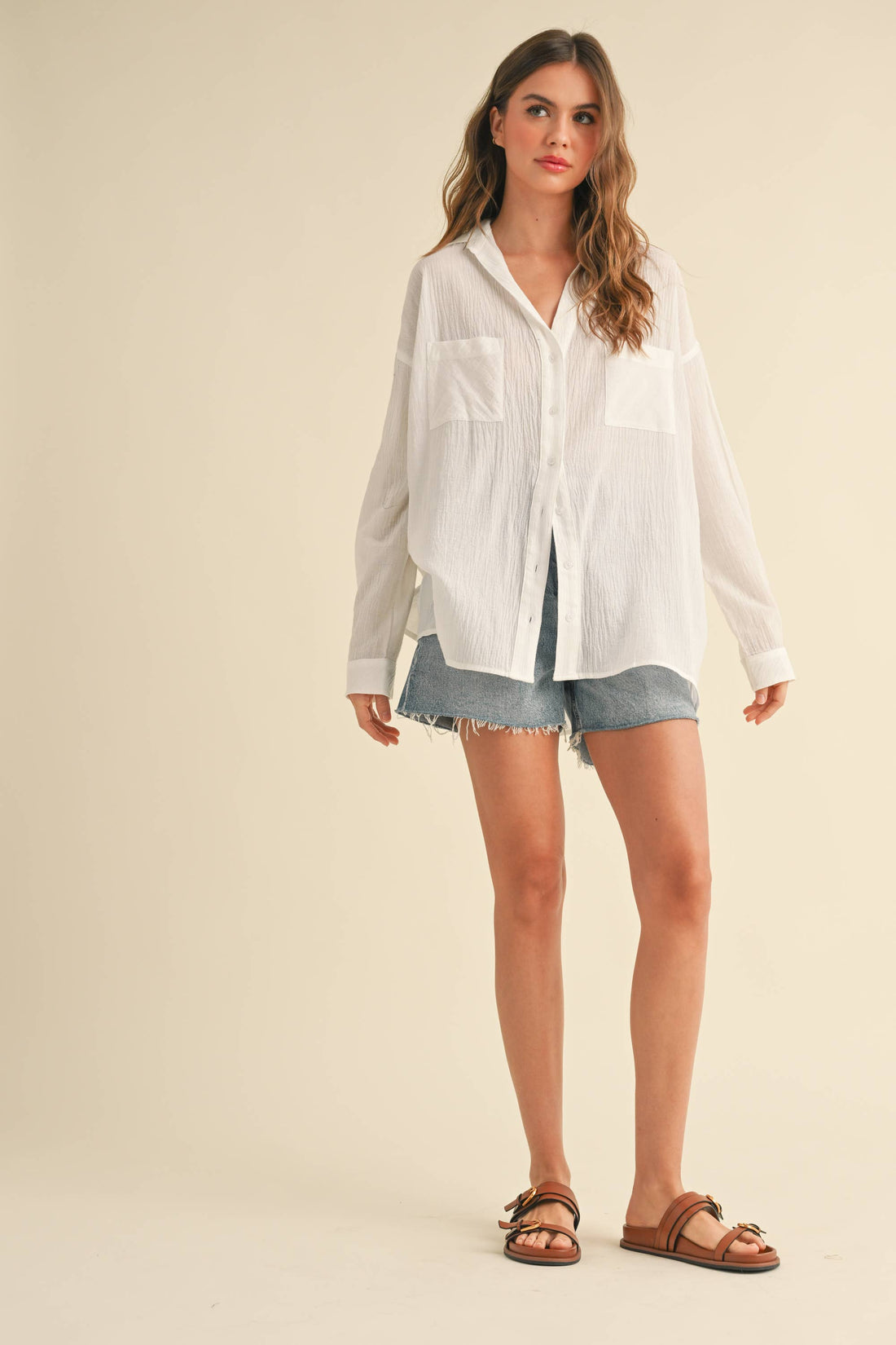 Oversized Button Down White Cotton Shirt