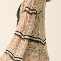 Boho Striped Crochet Long Cardigan Kimono