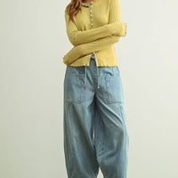 Ribbed Button Front Knit Cardigan Top