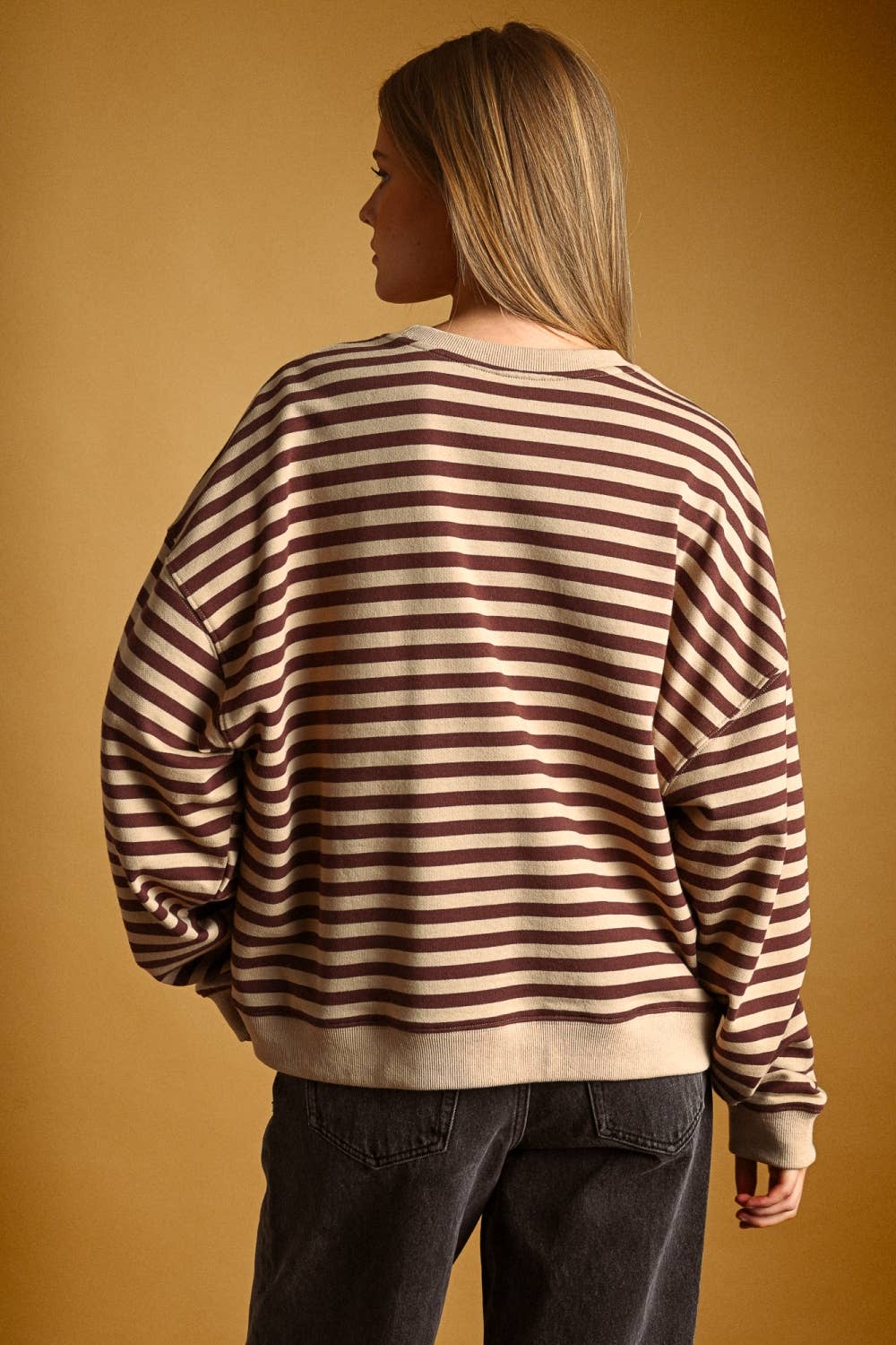 Women’s Oversized Striped Crewneck Sweatshirt