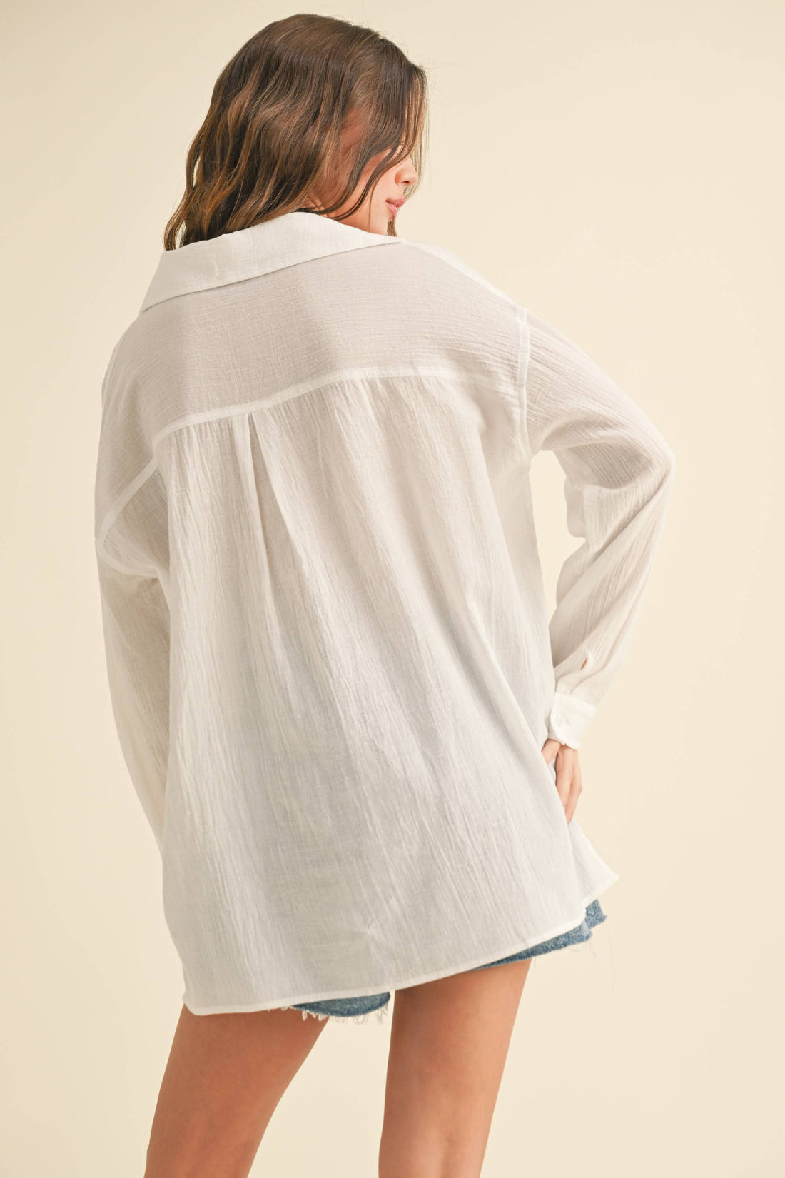 Oversized Button Down White Cotton Shirt
