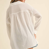 Oversized Button Down White Cotton Shirt