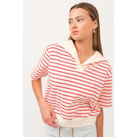 Sailor Collar Striped Top