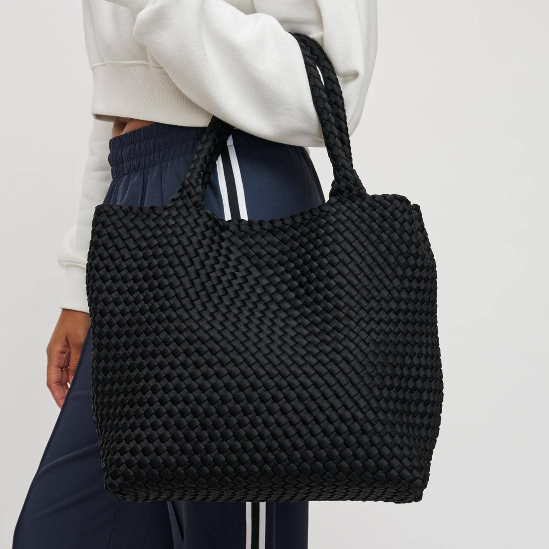 Woven Neoprene Tote Bag with Adjustable Crossbody Strap