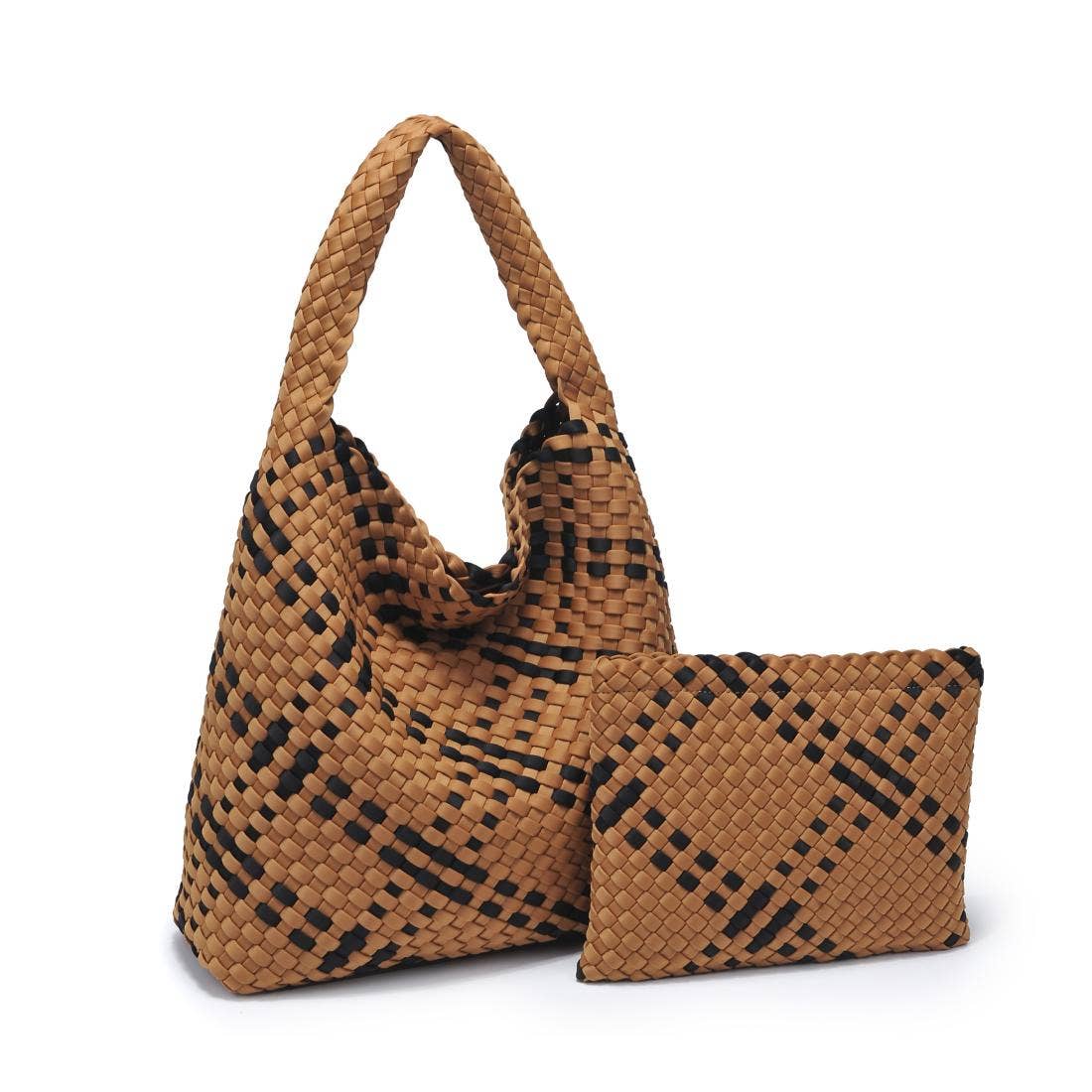 Woven Neoprene Hobo Shoulder Bag with Removable Pouch