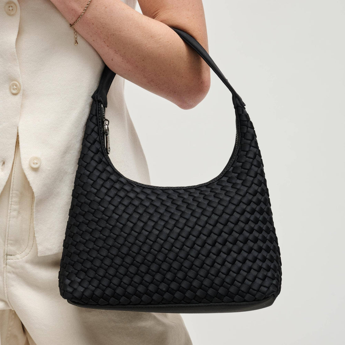 Modern Woven Neoprene Hobo Shoulder Bag