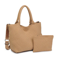 Woven Neoprene Tote Bag with Adjustable Crossbody Strap