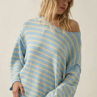 Relaxed Striped Knit Sweater – Lightweight Oversized Pullover