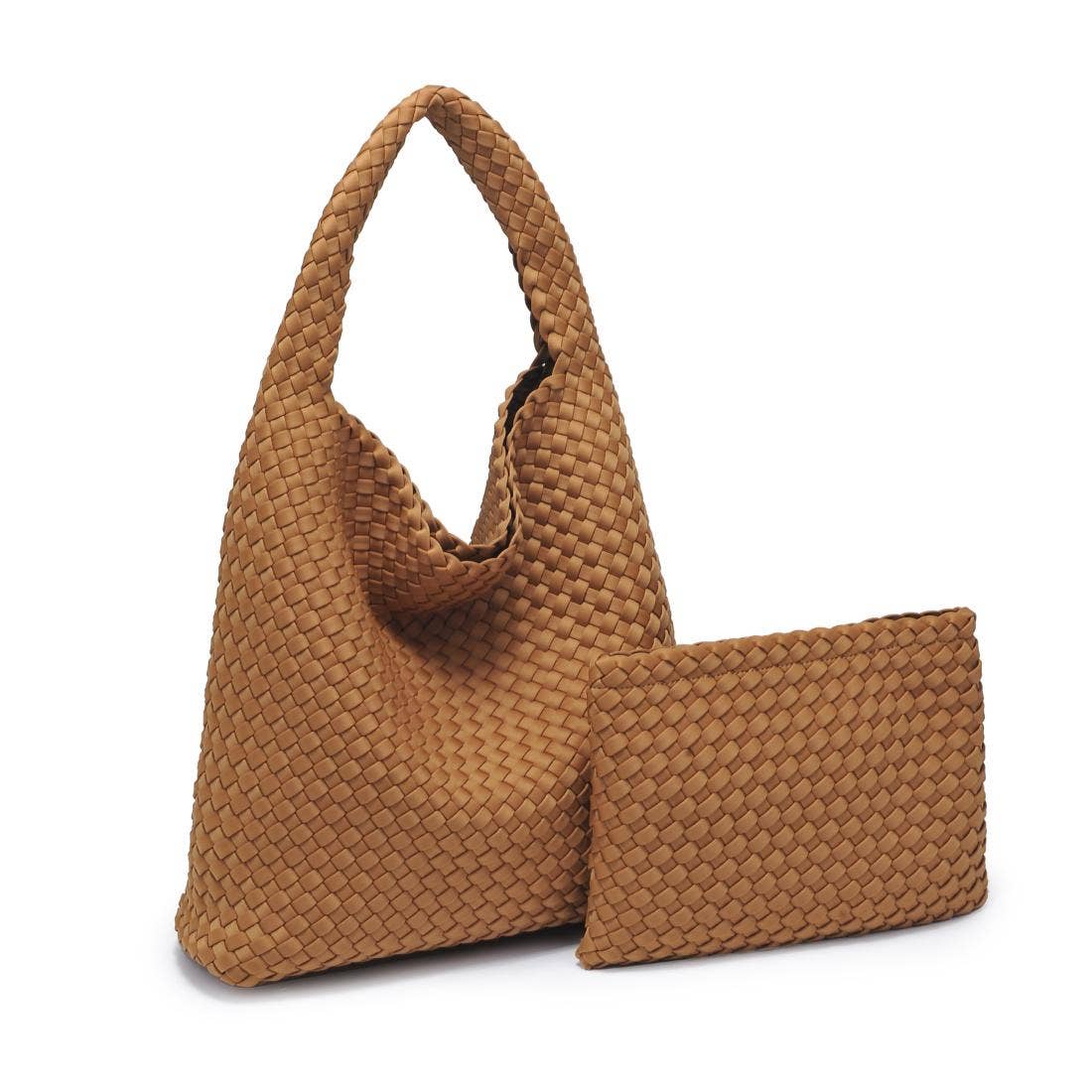 Woven Neoprene Hobo Shoulder Bag with Removable Pouch