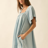 Light Tencel Dnim Flowy Babydoll Mini Dress