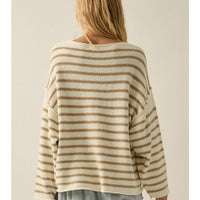 Relaxed Striped Knit Sweater – Lightweight Oversized Pullover
