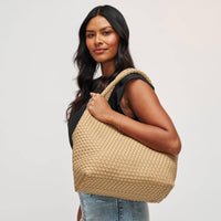 Woven Neoprene Tote Bag with Adjustable Crossbody Strap