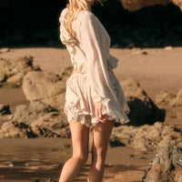 Boho Lace Trim Crop Top & Flowy Mini Skirt Set