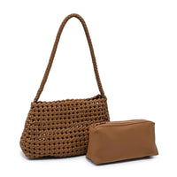 Braided Woven Neoprene Shoulder Bag (with Removable Zip Pouch)
