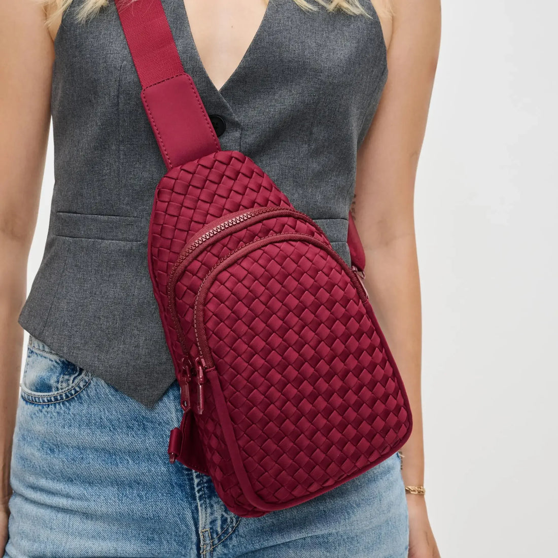 Woven Neoprene Sling Backpack with Adjustable Strap