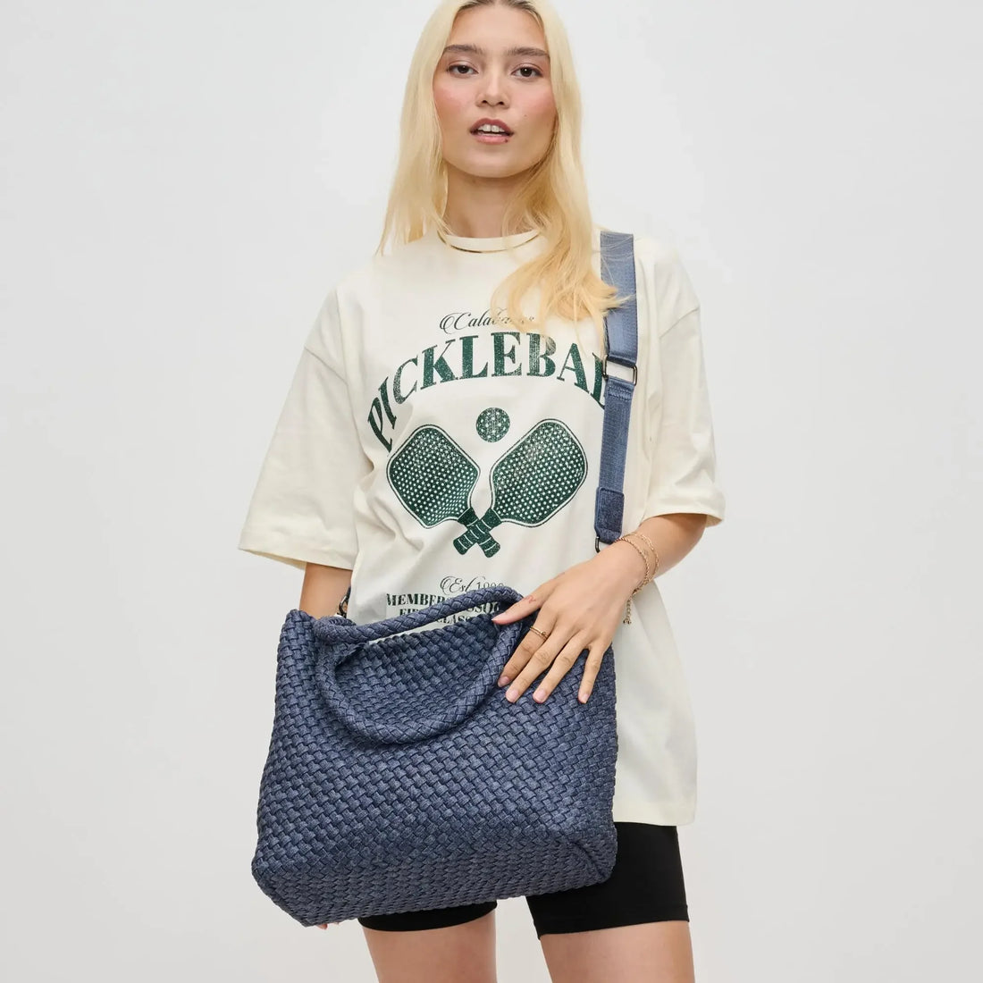 Woven Neoprene Tote Bag with Adjustable Crossbody Strap