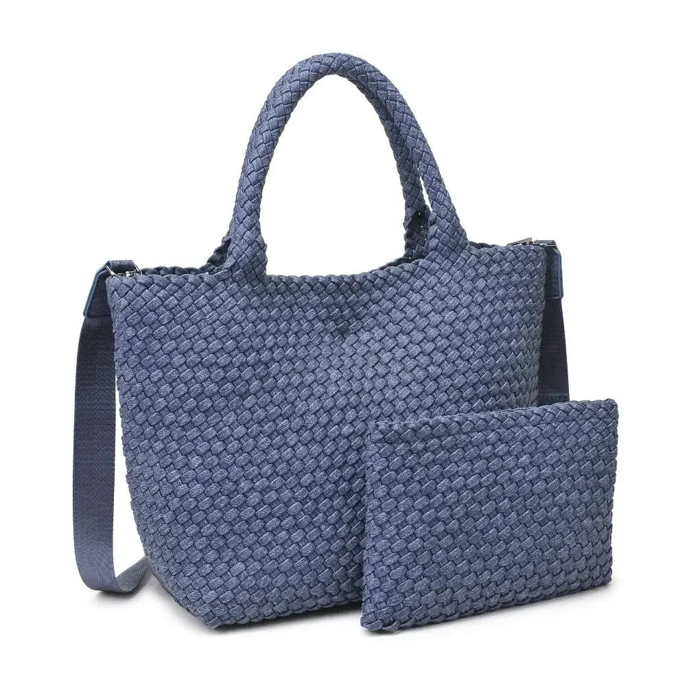 Woven Neoprene Tote Bag with Adjustable Crossbody Strap