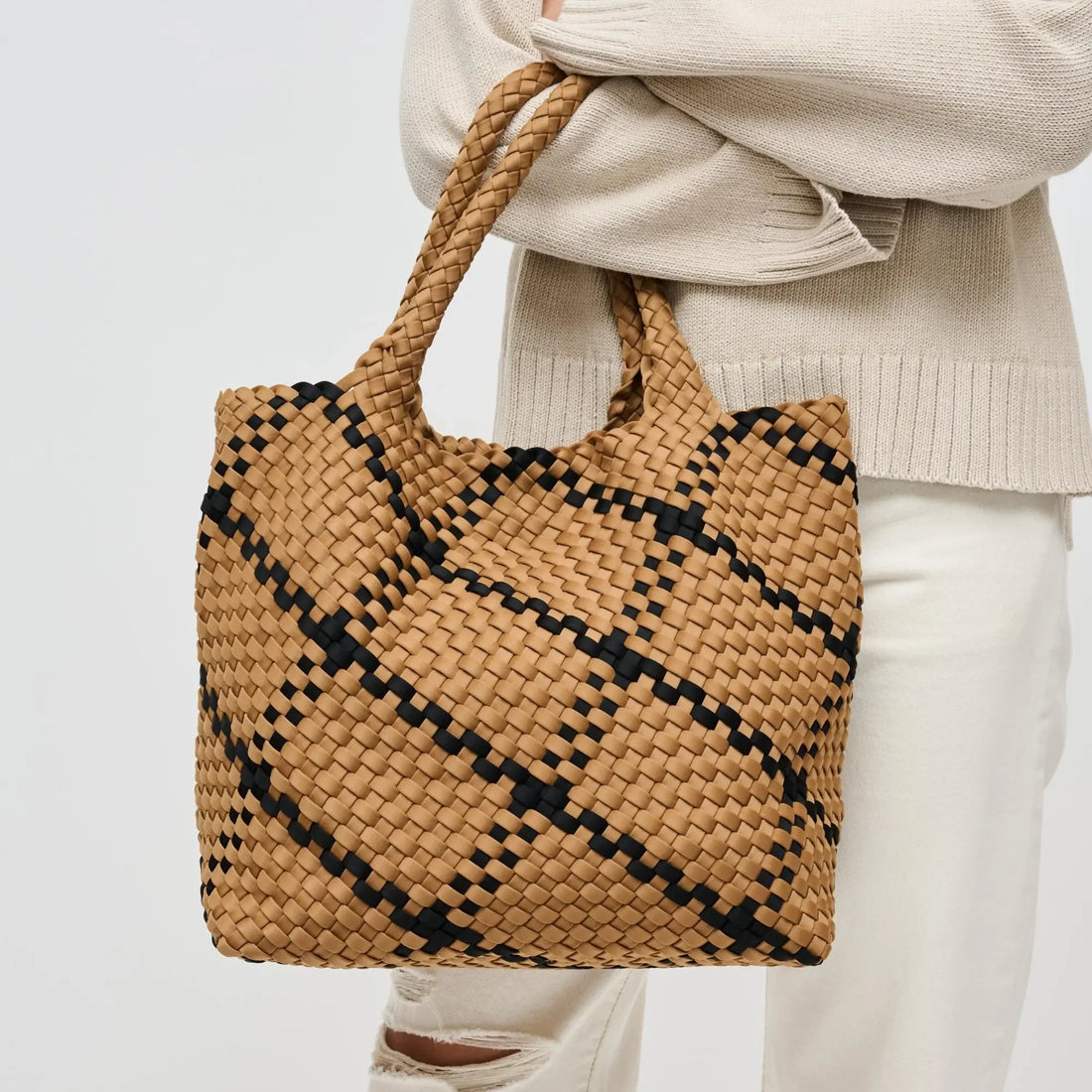 Woven Neoprene Tote Bag with Adjustable Crossbody Strap