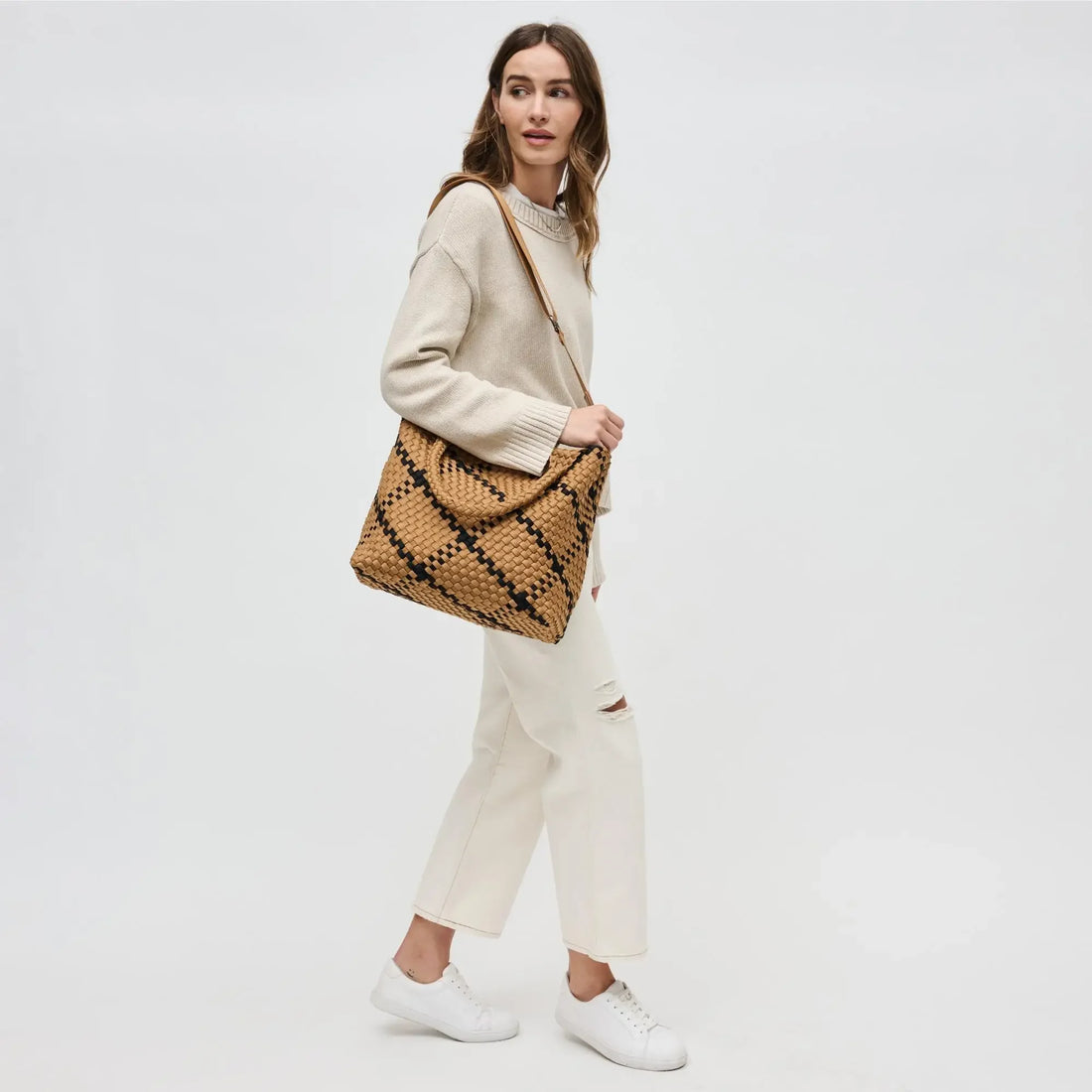 Woven Neoprene Tote Bag with Adjustable Crossbody Strap