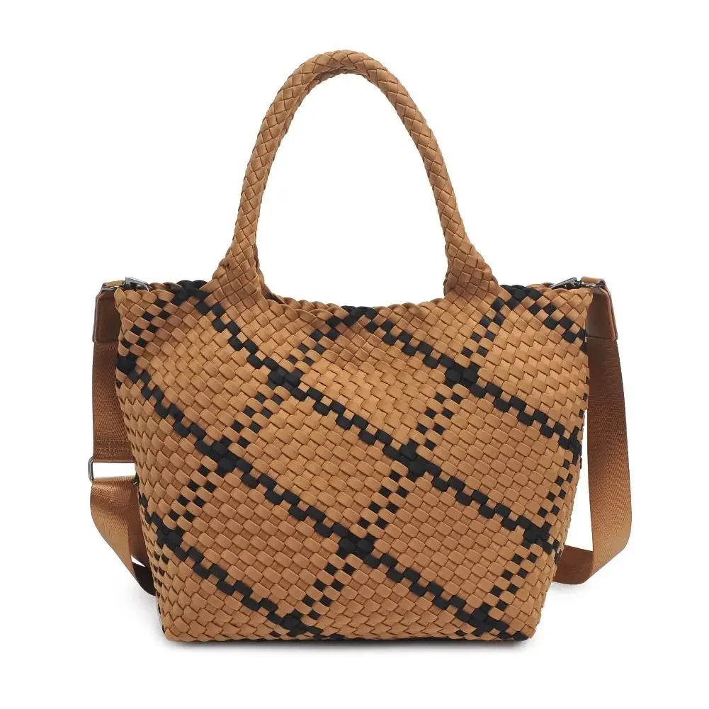 Woven Neoprene Tote Bag with Adjustable Crossbody Strap