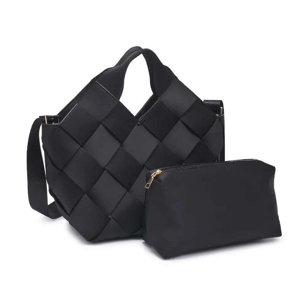 Woven Vegan Leather Neoprene Tote Bag